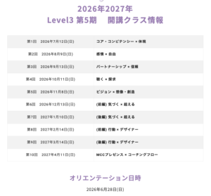 第５期Level3のスケジュールをアップしました。  