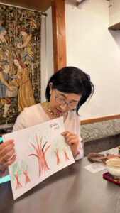 楽しかった〜12/20 私の木を描きましょう (1日3時間クリスマスケーキとお茶のコー ス)  